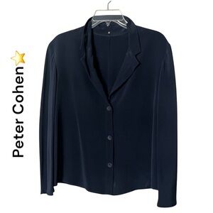 Peter Cohen Silk Elegant Navy Blazer Large button down